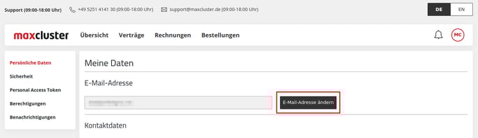 ApplicationCenter-MeineDaten-PersönlicheDaten-E-Mail-Adresse-ändern