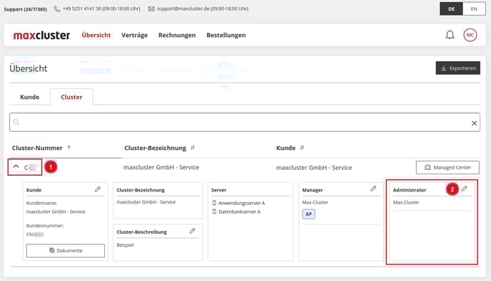 ApplicationCenter-Übersicht-Cluster-Administrator