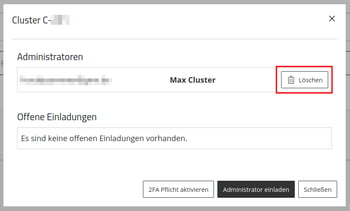 ApplicationCenter-Übersicht-Cluster-Administratoren-Verwalten - Administrator löschen