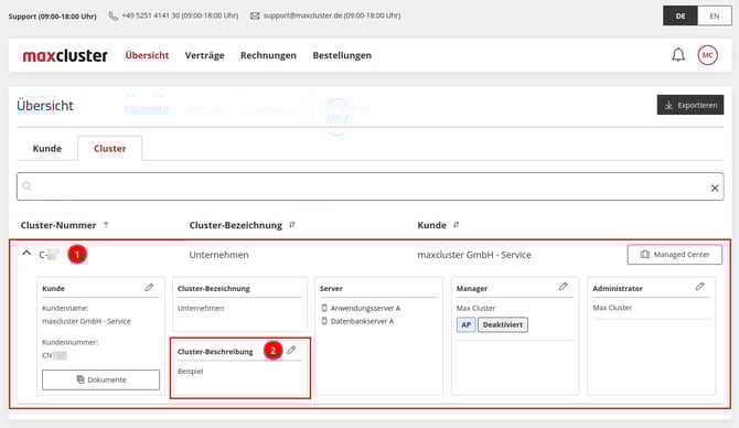 ApplicationCenter-Übersicht-Cluster-Cluster-Beschreibung