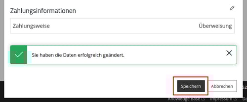ApplicationCenter-Übersicht-Kunde-Daten-bearbeiten-Zahlungsinformationen-Speichern