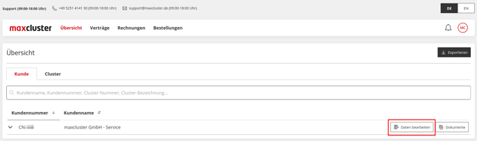 ApplicationCenter-Übersicht-Kunde-Daten-bearbeiten