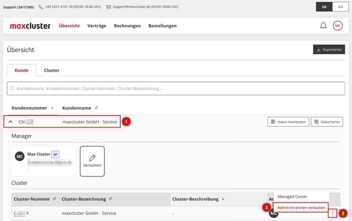 ApplicationCenter-Übersicht-Kunde-Menü-Administratoren-verwalten