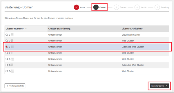 ApplicationCenter-Bestellungen-+Domain-bestellen-Cluster-auswählen
