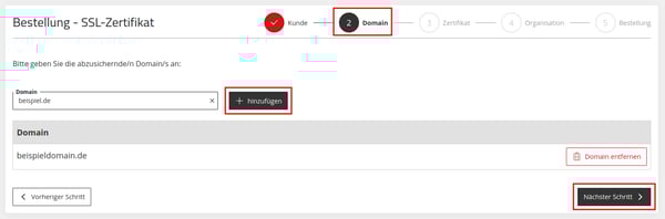 ApplicationCenter-Bestellungen-SSL-Zertifikat-Domain-hinzufügen