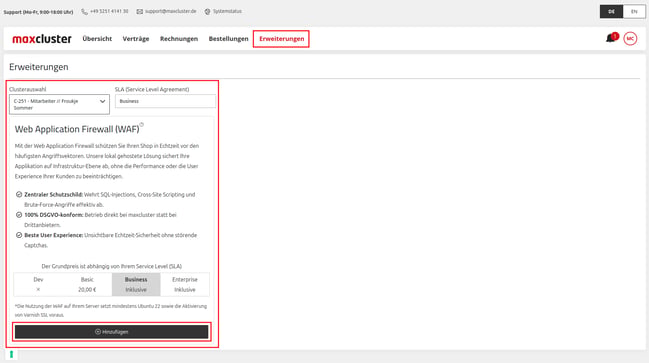 ApplicationCenter-Erweiterungen-WAF