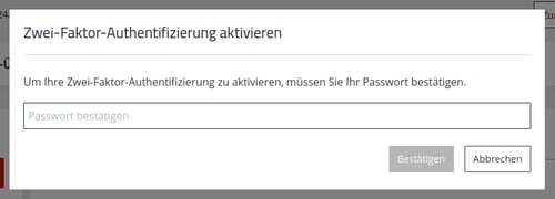 Application Center - Meine Daten - Sicherheit - Zwei-Faktor-Authentifizierung aktivieren - bestätigen