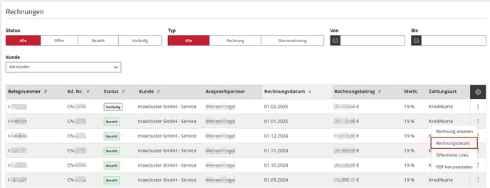 ApplicationCenter-Rechnungen-Menü-Rechnungsdetails