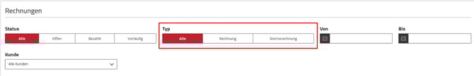 Application Center - Rechnungen - Typ