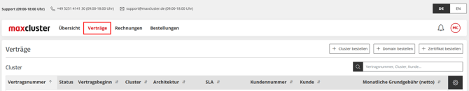 ApplicationCenter-Verträge