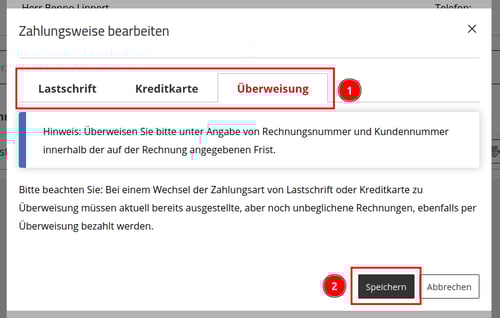 ApplicationCenter-Zahlungsart-ändern