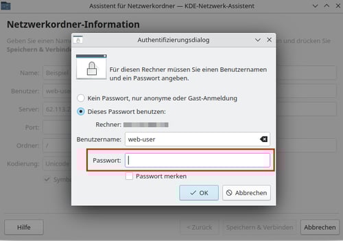 Cluster-Zugriff-(S)FTP-Netzwerkordner-Information-Speichern&Verbinden-Passwort