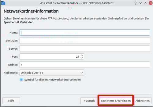 Cluster-Zugriff-(S)FTP-Netzwerkordner-Information-Speichern&Verbinden