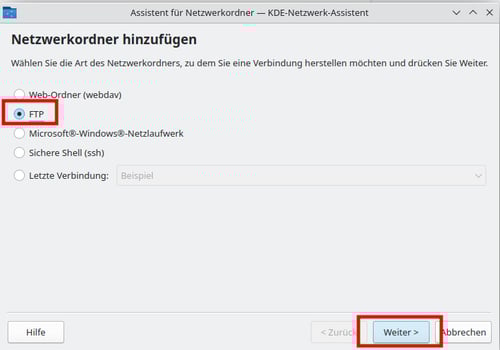 Cluster-Zugriff-(S)FTP-Netzwerkordner-hinzufügen-FTP-auswahl