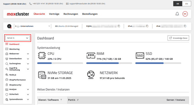 ManagedCenter-(Klon)Server-wechseln