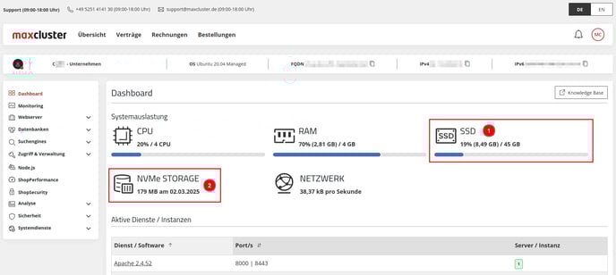 ManagedCenter-Dashboard-SSD-und-NVMeStorage