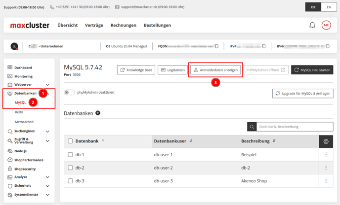 ManagedCenter-Datenbanken-MySQL-Anmeldedaten-anzeigen