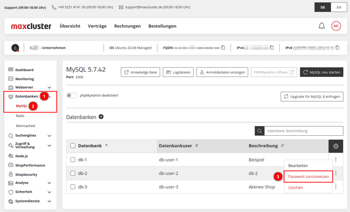 ManagedCenter-Datenbanken-MySQL-Menü-Passwort-zurücksetzen