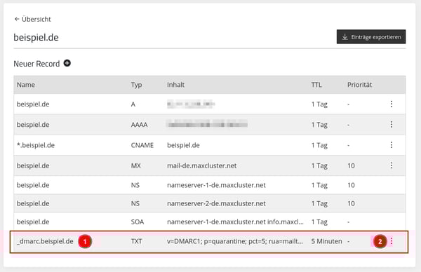 ManagedCenter-Systemdienste-DNS-Zone-Übersicht-DMARC