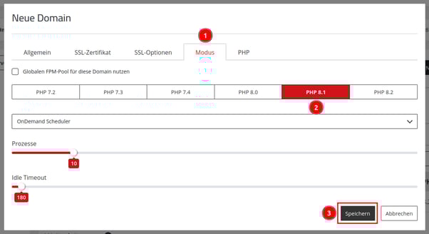 ManagedCenter-Webserver-Apache-Domain+-Neue-Domain-Tab-Modus-PHP-Version-Speichern