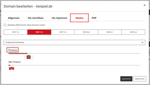 ManagedCenter-Webserver-Apache-Domain-Menü-Bearbeiten-Domain-bearbeiten-Modus-Prozesse