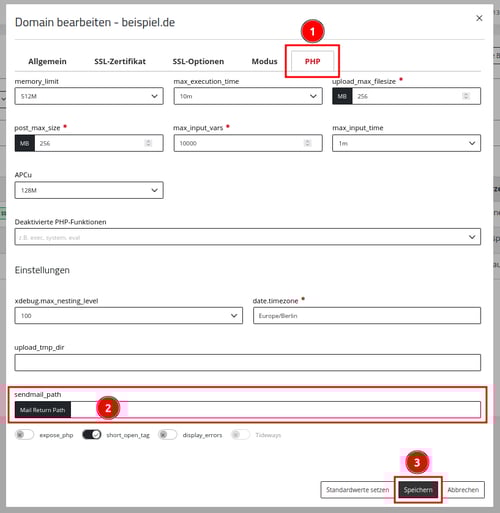 ManagedCenter-Webserver-Apache-Domain-Menü-Bearbeiten-Domain-bearbeiten-PHP-sendmail_path