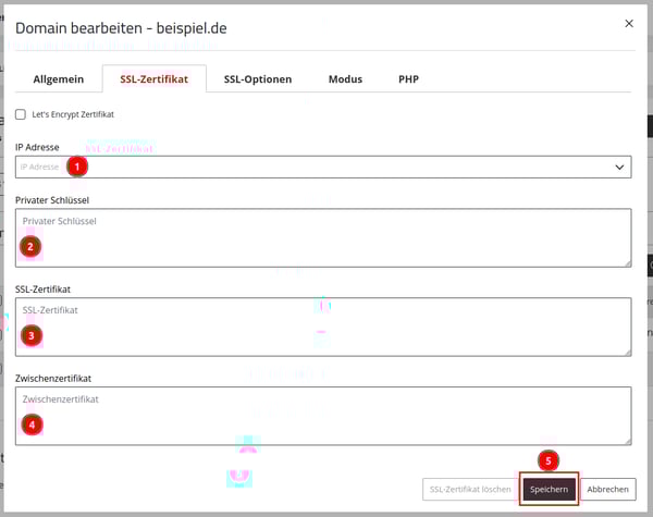 ManagedCenter-Webserver-Apache-Domain-Menü-Bearbeiten-Tab-SSL-Zertifikat-SSL-eintragen