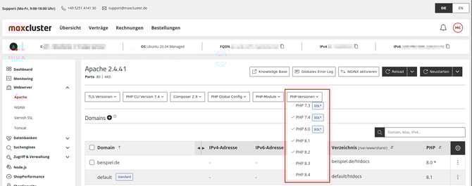 ManagedCenter-Webserver-Apache-PHP-EOL