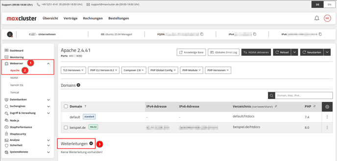 ManagedCenter-Webserver-Apache-Weiterleitungen+
