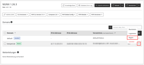 ManagedCenter-Webserver-NGINX-Domain-Menü-Regeln