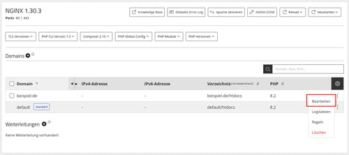 ManagedCenter-Webserver-NGINX-Menü-Bearbeiten