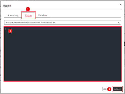 ManagedCenter-Webserver-NGINX-Shopware-Regeln-Speichern