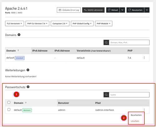 ManagedCenter-Webserver-Passwortschutz-Domain-Bearbeiten-Entfernen