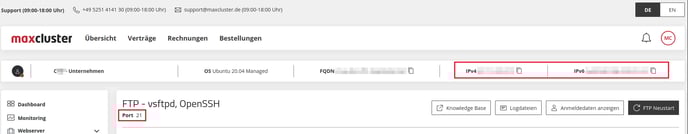ManagedCenter-Zugriff&Verwaltung-FTP-Informationen-Port-IPv4-IPv6