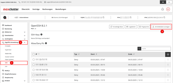 ManagedCenter-Zugriff&Verwaltung-SSH-Anmeldedaten-anzeigen