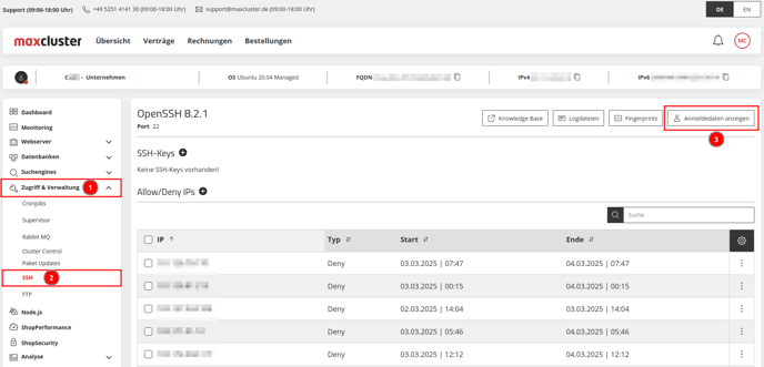 ManagedCenter-Zugriff&Verwaltung-SSH-Anmeldedaten-anzeigen