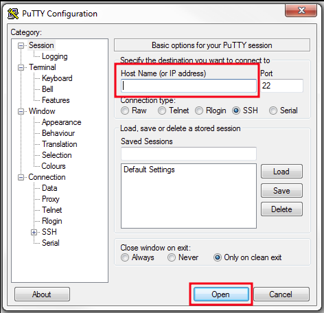SSH-Zugriff-PuTTY-Configuration