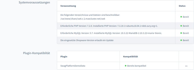 Shopware-Version-Prüfung-Kompatibilität-Plugins-Systemeinstellungen
