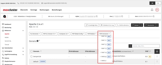 ManagedCenter-Webserver-Apache-PHP-EOL