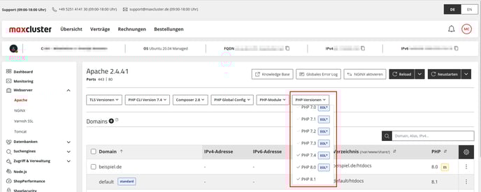 ManagedCenter-Webserver-Apache-PHP-EOL