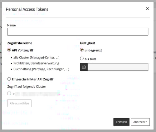Meine-Daten-Personal-Access-Token-Einstellungen