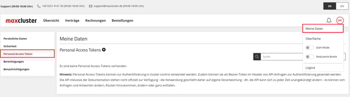 Meine-Daten-Personal-Access-Token