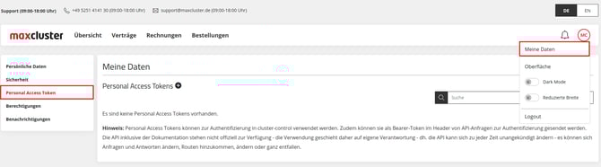 Meine-Daten-Personal-Access-Token